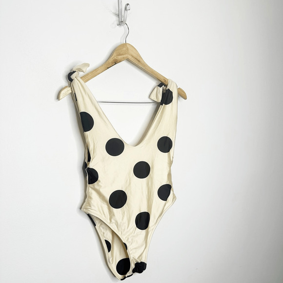 SIDWAY Swim Anderson One Piece Swimsuit Dotty Cream adjustable womens size SMALL - Picture 3 of 6